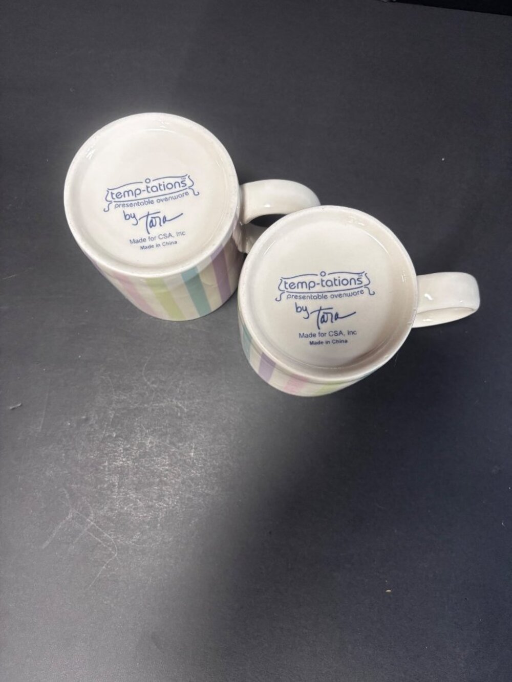 Temp-Tations Presentable By Tara Pastel Striped Ceramic Mugs Set Of 2 - Picture 3 of 6
